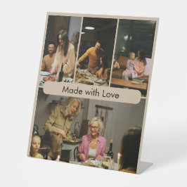 Made with Love Custom Family Photo Reclamebord Met Voetstuk