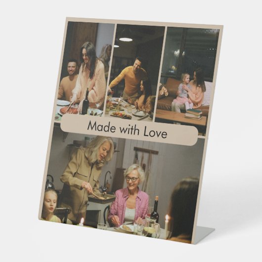 Made with Love Custom Family Photo  Reclamebord Met Voetstuk (Voorkant)