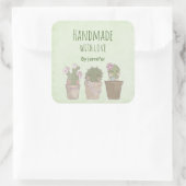 Made with Love Cute Cactus Trio Wearing Jewelry Vierkante Sticker (Tas)