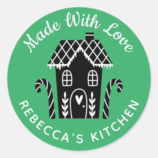 Made with Love Cute Kerstbakken Ronde Sticker (Voorkant)