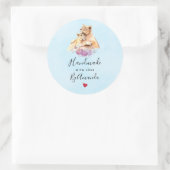 Made with Love Cute Waterverf Moeder Lion & Cub Ronde Sticker (Tas)