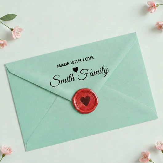 Made With Love Family Name Custom Label Stamp Zelfinktende Stempel