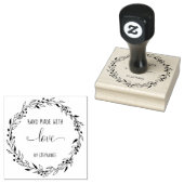 Made with Love Floral Heart Wreatalized Rubberstempel (Gestempeld)
