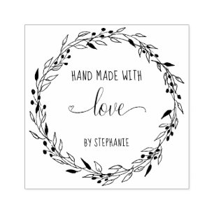 Made with Love Floral Heart Wreatalized Rubberstempel