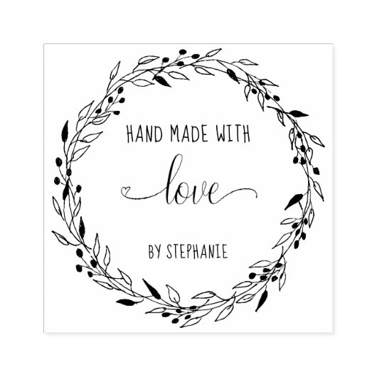 Made with Love Floral Heart Wreatalized Rubberstempel (Afrduk)