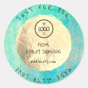 Made with Love for you Name Ocean Logo Gold  Ronde Sticker
