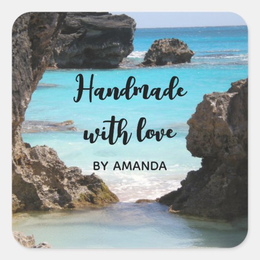 Made with Love Foto van Tropical Island Coast Vierkante Sticker (Voorkant)