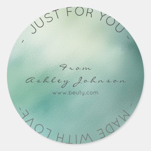 Made with Love Glass Ocean Blauwgroen Greenly Ronde Sticker (Voorkant)