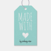 Made with Love Heart Robin Egg Blue Hang Label Cadeaulabel (Voorkant)