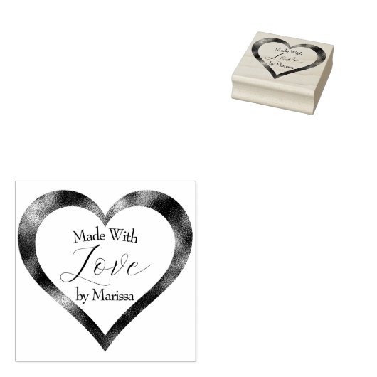 Made with Love Heart Rubberstempel (Gestempeld)