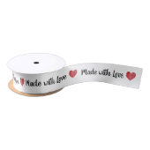 Made with Love Heart Stamp Red Satijnen Lint (Spoel)