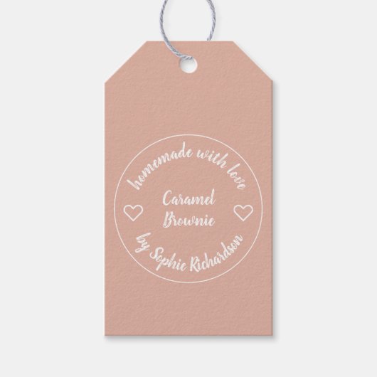 Made with Love Homemade Baking Baby Pink Heart Cadeaulabel (Voorkant)