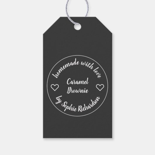 Made with Love | Homemade Baking Chalk Black Heart Cadeaulabel (Voorkant)