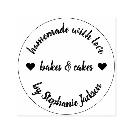 Made with Love | Homemade Baking Modern Heart Zelfinktende Stempel (Design)