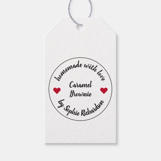 Made with Love | Homemade Baking Modern Red Heart Cadeaulabel (Voorkant)