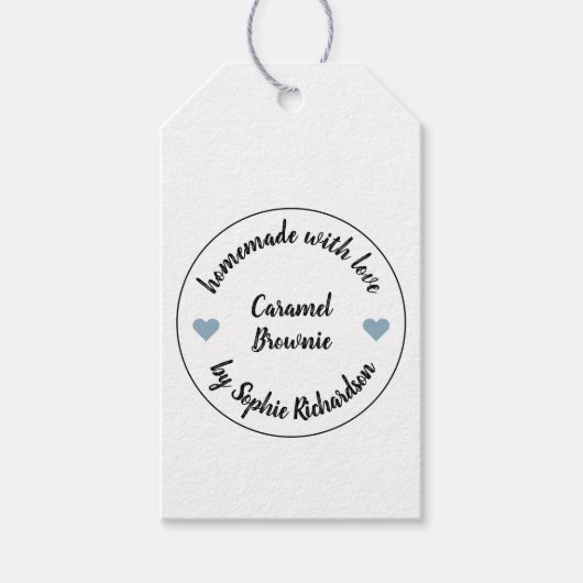 Made with Love | Homemade Bked Goods Grey Heart Cadeaulabel (Voorkant)