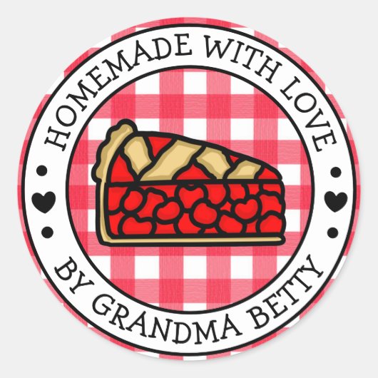 Made with Love, Homemade Cherry Pie Ronde Sticker (Voorkant)