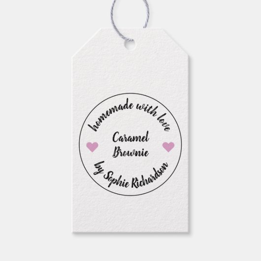 Made with Love | Homemade Goods Cute Pink Heart Cadeaulabel (Voorkant)