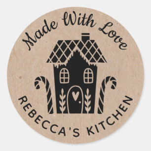 Made with Love Kraft-kerstbakken Ronde Sticker
