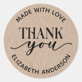 Made with Love Kraft Paper Hartelijk dank Ronde Sticker