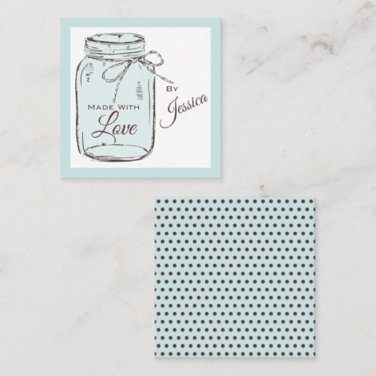 Made with Love Mason Jar Visitekaartje (Voorkant / Achterkant)