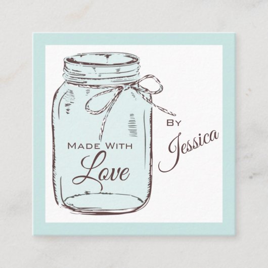 Made with Love Mason Jar Visitekaartje (Voorkant)
