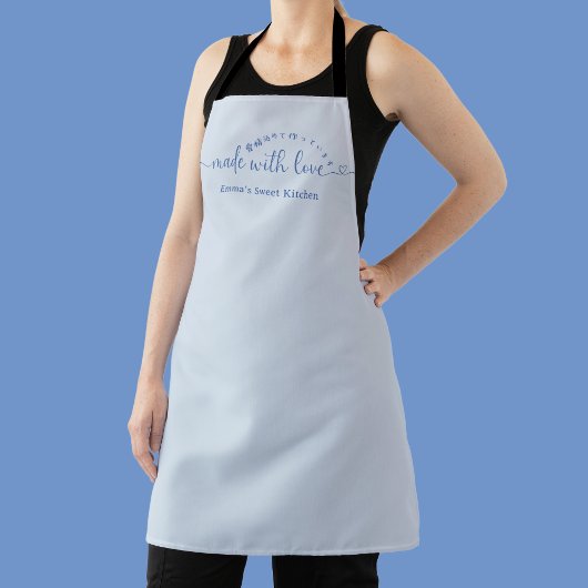 Made with Love Minimalist Blue Script Bakery Schort