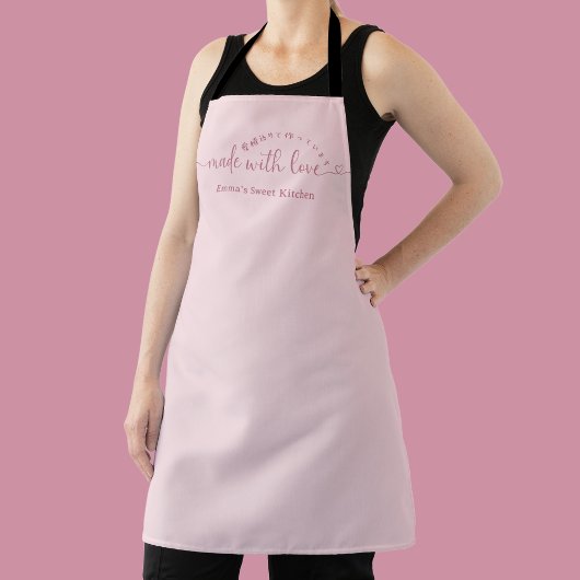 Made with Love Minimalist Pink Script Bakery Schort