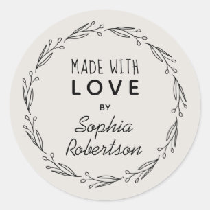Made with Love Neutral Eggshell Ronde Sticker