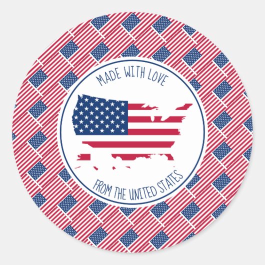 Made with Love of USA AMERICA Flag Ronde Sticker (Voorkant)