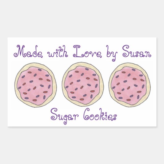 Made with Love Personalized Baking Sugar Cookie Rechthoekige Sticker (Voorkant)