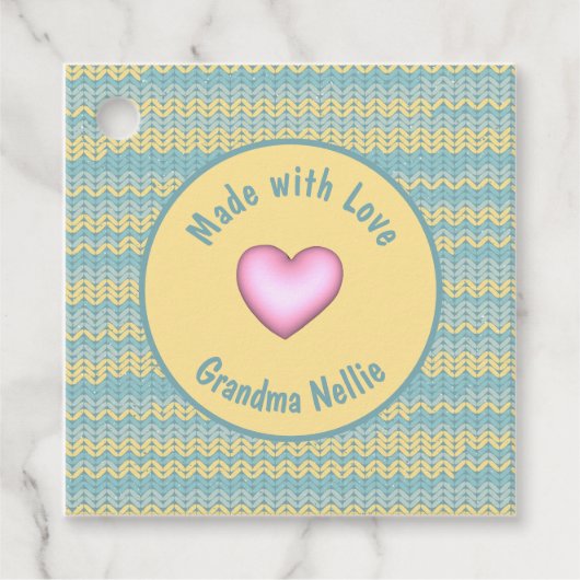 Made with Love Personalized Knit Crochet Heart Bedankjes Labels (Voorkant)