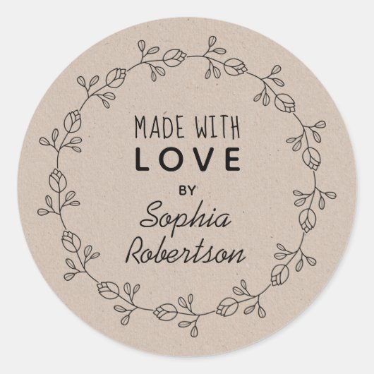 Made with Love Personalized Kraft Product Label (Voorkant)