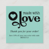 Made with Love Personalized Order Hartelijk dank Vierkante Visitekaartje (Voorkant)