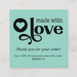 Made with Love Personalized Order Hartelijk dank Vierkante Visitekaartje