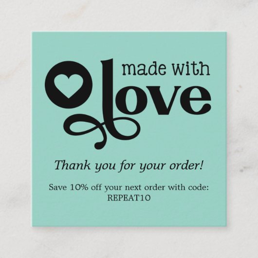 Made with Love Personalized Order Hartelijk dank Vierkante Visitekaartje (Voorkant)