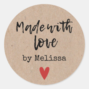 Made with Love Personlized Kraft Ronde Sticker