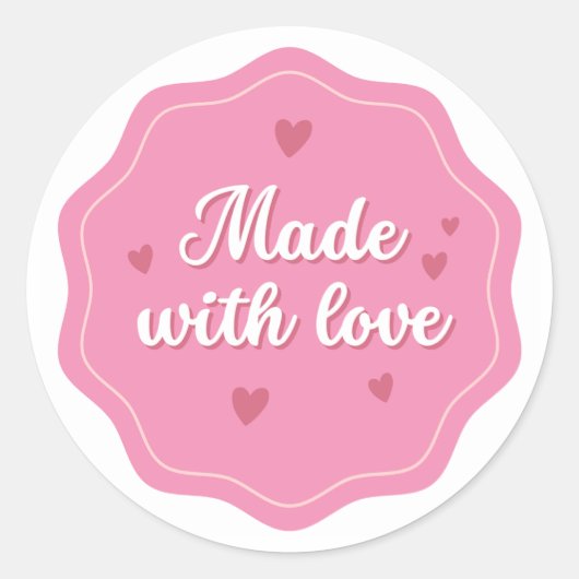 Made with Love Pink Sticker – Schattige label voor (Voorkant)