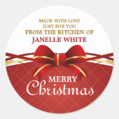 Made with Love Red Bow Ronde Sticker (Voorkant)