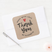Made with Love Rustic Kraft Paper Hartelijk dank Vierkante Sticker (Envelop)