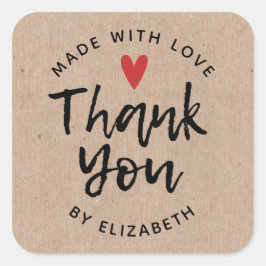 Made with Love Rustic Kraft Paper Hartelijk dank Vierkante Sticker