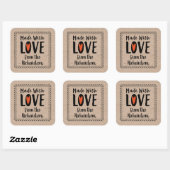 Made with Love Rustic Kraft Vierkante Sticker (Vel)