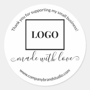 Made with Love Small Business Logo Hartelijk dank Ronde Sticker