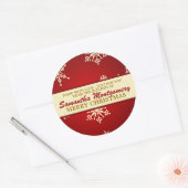 Made with Love Snowflake (rood) Ronde Sticker (Envelop)