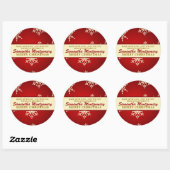 Made with Love Snowflake (rood) Ronde Sticker (Vel)
