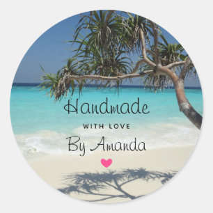 Made with Love Sunny Tropical Beach Ocean Paradise Ronde Sticker