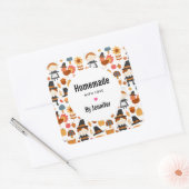 Made with Love Thanksgiving Pilgrims Pattern Vierkante Sticker (Envelop)