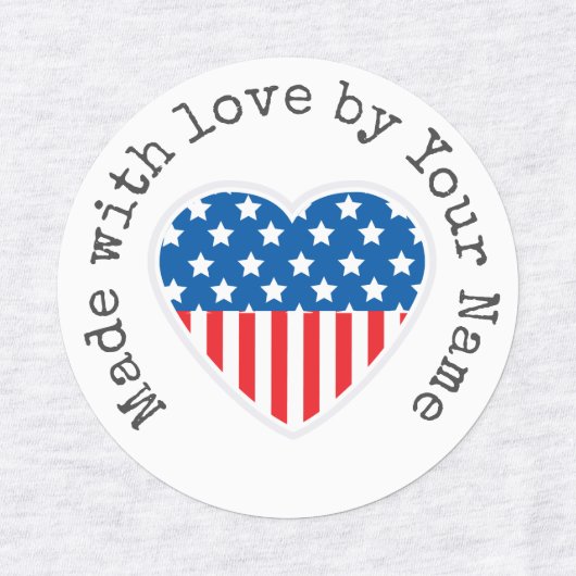Made with Love van You Patriotic Heart Iron-On Labels (Design 1)