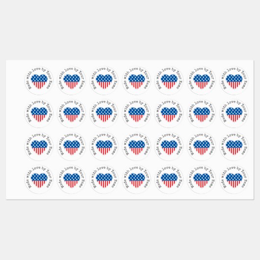 Made with Love van You Patriotic Heart Iron-On Labels (Vel)