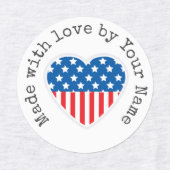 Made with Love van You Patriotic Heart Iron-On Labels (Design 2)